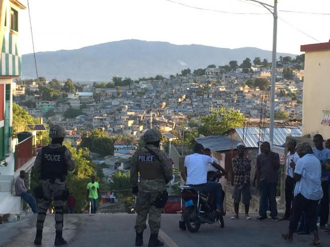 Members of Haiti's Anti-Narcotics Brigade Oversee Voters in Port-au-Prince (Photo by Jake Johnston