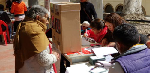 A voter in Bolivia's 2017 judicial elections