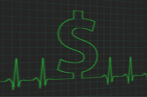 Heart monitor with a dollar sign