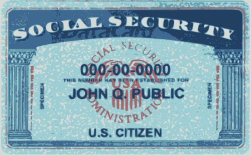 Illustration of a US Social Security card with the name 