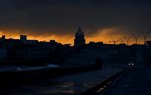 View of the city at dawn during the fourth day of a massive power outage in Havana on October 21, 2024. Electricity has been restored to half of Havana, the Cuban capital's power company reported Monday, four days after the start of a nationwide power blackout that the authorities have struggled to fix. (Photo by YAMIL LAGE / AFP) (Photo by YAMIL LAGE/AFP via Getty Images)