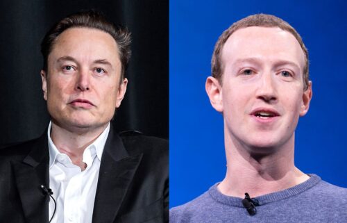 Headshots of Elon Musk and Mark Zuckerberg