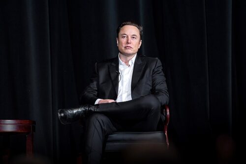 U.S. AIR FORCE ACADEMY, Colo. -- Tesla Inc. Chief Executive Officer Elon Musk speaks with Lt. Gen. Richard Clark, Superintendent of the U.S. Air Force Academy. (U.S. Air Force photo by Trevor cokley)