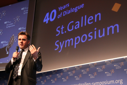 Niall Ferguson speaking at the St, Gallen Symposium.