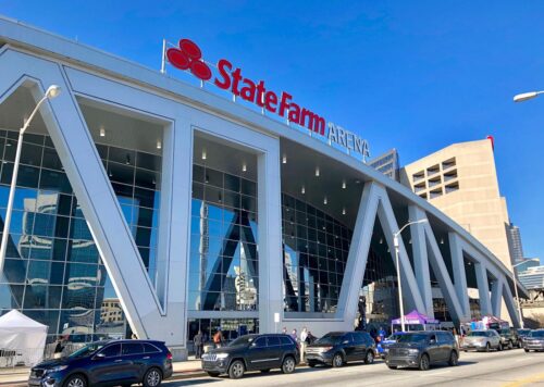 Exterior of State Farm (Phillips) Arena, Atlanta, GA. Photo by Warren LeMay from Cincinnati, OH, United States