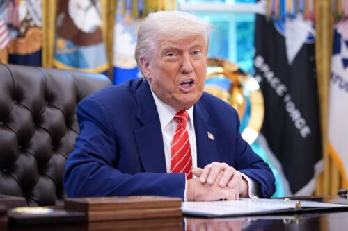 WASHINGTON, DC - MAY 30: U.S. President Donald Trump, joined by Tesla CEO Elon Musk, speaks to reporters in the Oval Office of the White House on May 30, 2025 in Washington, DC. Musk, who served as an adviser to Trump and led the Department of Government Efficiency, announced he would leave the Trump administration to refocus on his businesses. (Photo by Kevin Dietsch/Getty Images)