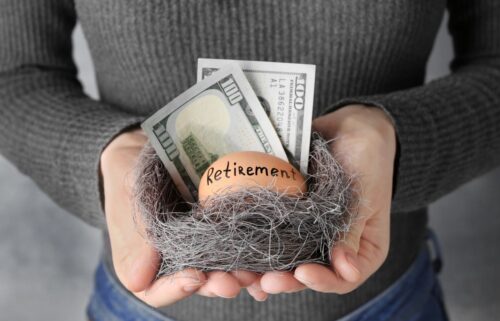 Hands hold a nest with a 