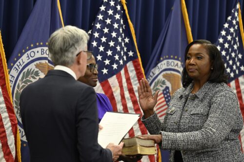Lisa D. Cook sworn in as a member of the Board of Governors of the Federal Reserve.