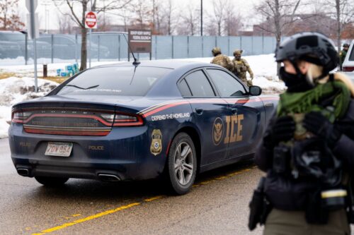 A Defend The Homeland ICE vehicle seen in Minneapolis on January 8, 2026. CC Attribution: Chad Davis www.chaddavis.photography/sets/ice-in-minneapolis/