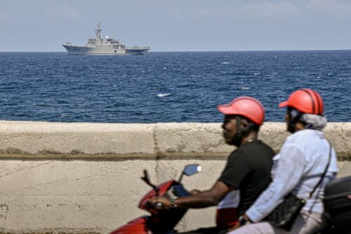 The Mexican Navy ship ARM Huasteco (AMP01) is seen on the shores of Havana on March 1, 2026. On February 24, the Mexican government dispatched two military ships carrying nearly 1,200 tons of supplies to Cuba, the second shipment sent to the island, which is mired in a deep economic crisis and under intense pressure from the United States. (Photo by ADALBERTO ROQUE / AFP via Getty Images)