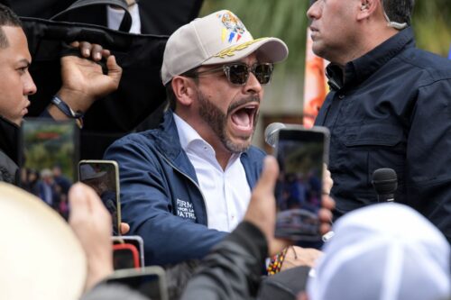 Presidential candidate Abelardo De La Espriella visits the Colombia-Ecuador border in Ipiales, Narino, marking the start of his campaign in the region, April 17, 2026. (Photo by: Camilo Erasso/Long Visual Press/Universal Images Group via Getty Images)