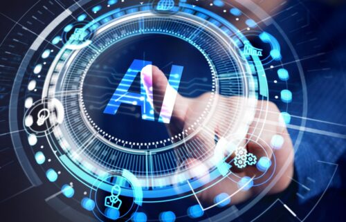 A visual representation of AI's impact on the future workplace, highlighting automation and advanced communication systems.