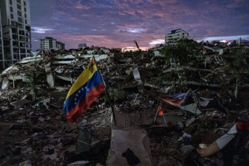 ARABALLEDA, VENEZUELA - JULY 6: Family members and volunteers continue searching for their loved ones amidst the rubble following the devastation caused by the June 24 earthquake in Caraballeda, Venezuela on July 6, 2026. Some have not yet lost hope of finding someone alive. (Photo by Diko Betancourt/Anadolu via Getty Images)
